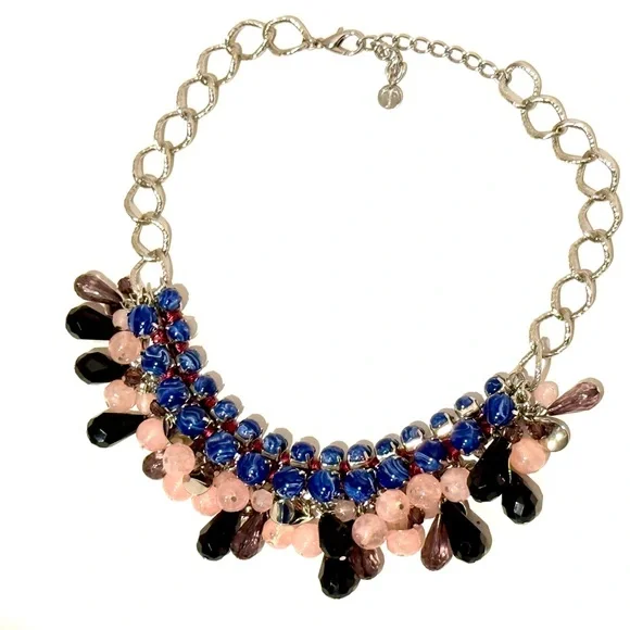 SWEET TREAT | TALBOTS Pink & Blue Bauble Beaded Statement Necklace | NWOT - Picture 2 of 7